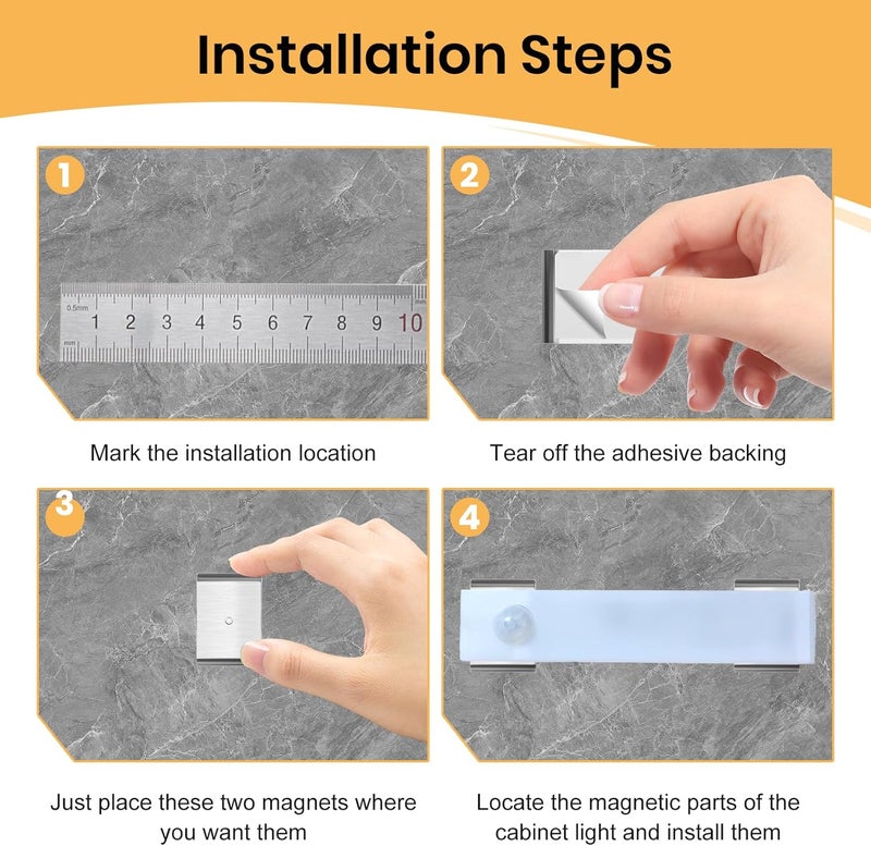 TNJPSEK 12Pcs Under Cabinet Light Metal Adhesive Strips, Replacement Iron Plate Sticky for Magnetic LED Lights Mounting, Metal Sheet for Closet Kitchen Wardrobe Counter Cabinet Lighting (Not Magnetic) - Image 3